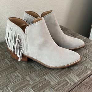 Lucky brand suede booties with fringe